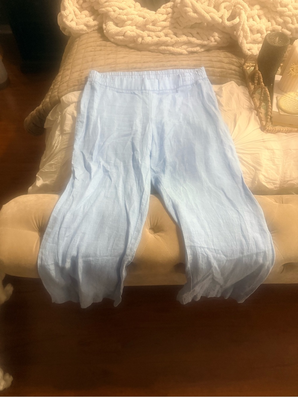 Lilly Pulitzer Light Blue Wide-Leg Linen-Blend Pants XL - Picture 2 of 6